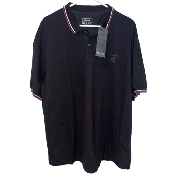 Firetrap Mens Lazer Polo Shirt Black Red Sz. 4XL - Picture 5 of 10